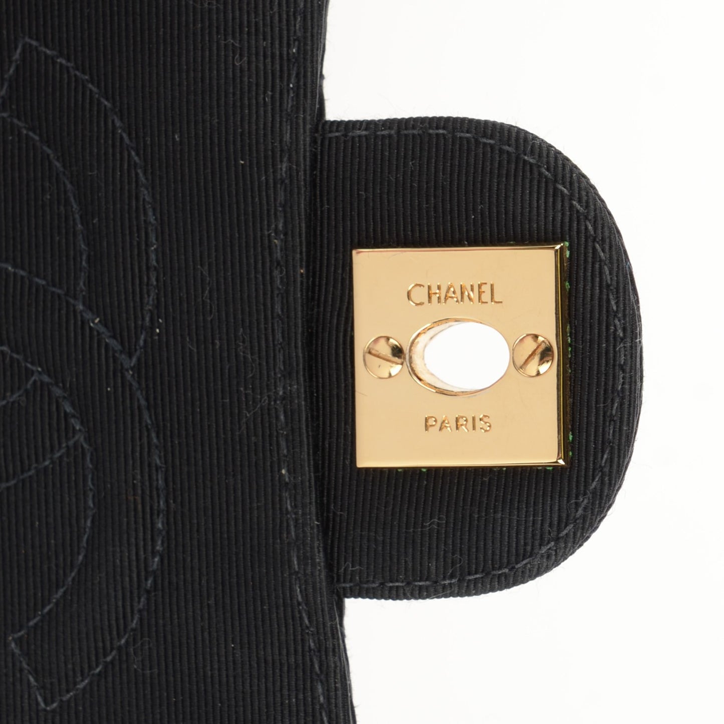 Grosgrain Quilted Mini Square Flap Black