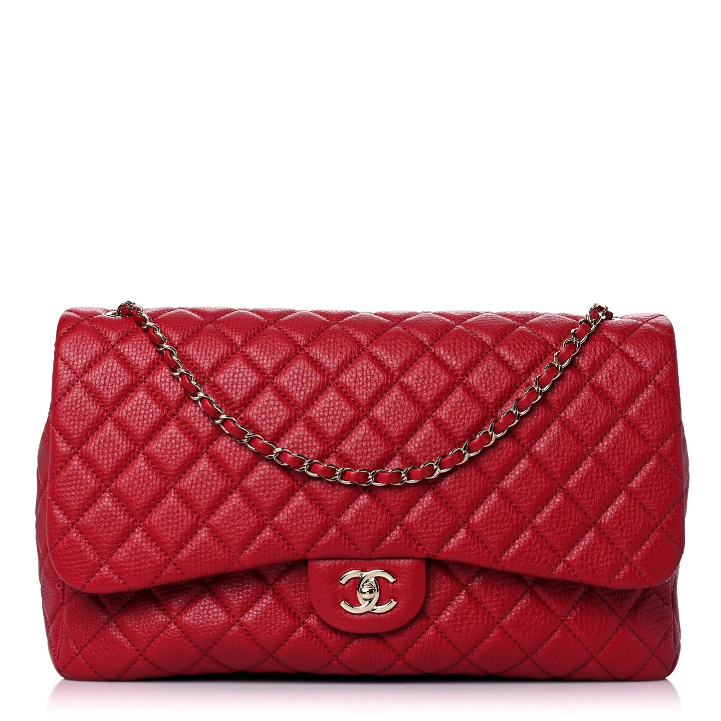 Calfskin Quilted Small XXL Travel Flap Bag Red