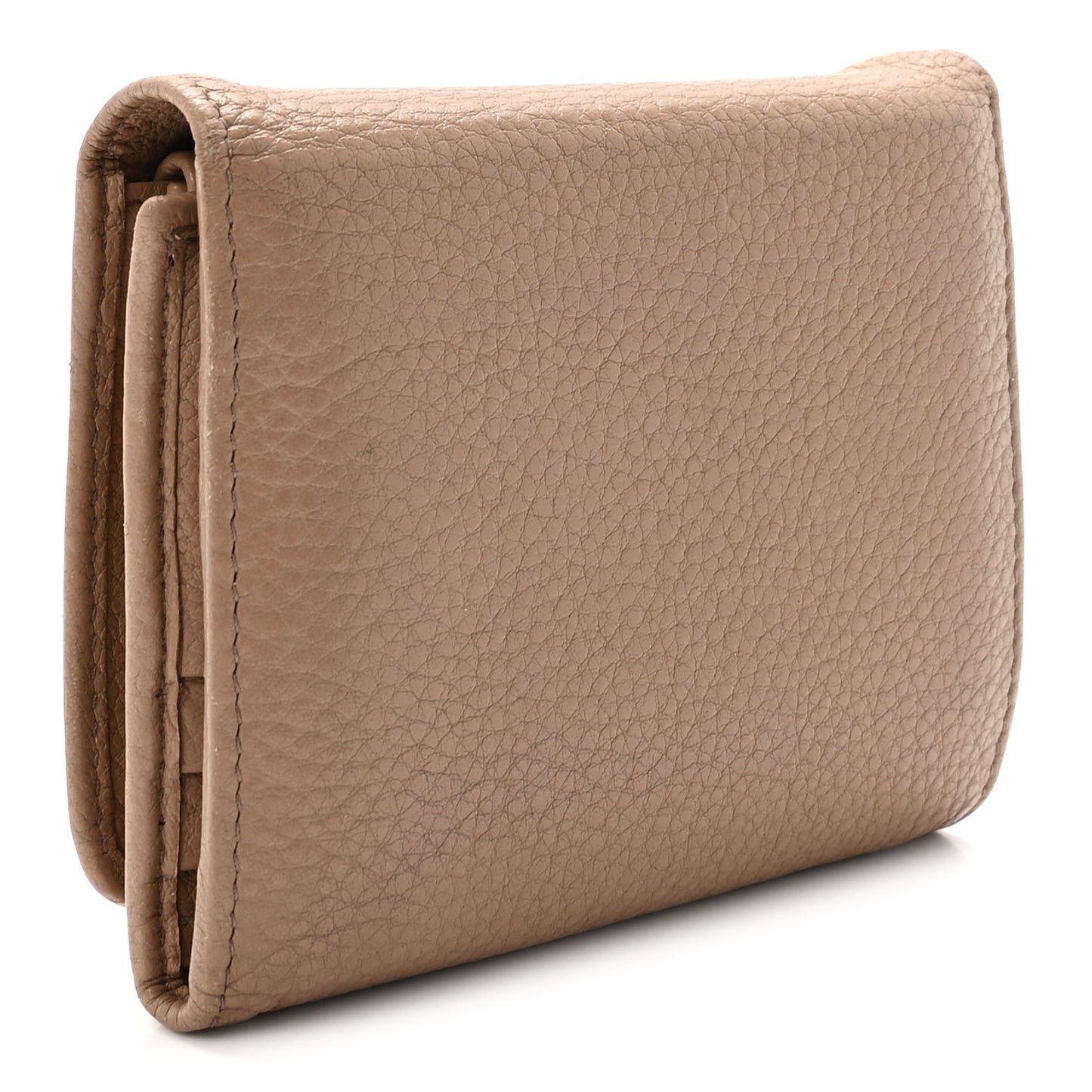 Vitello Daino Metal Tri-Fold Wallet Cammeo