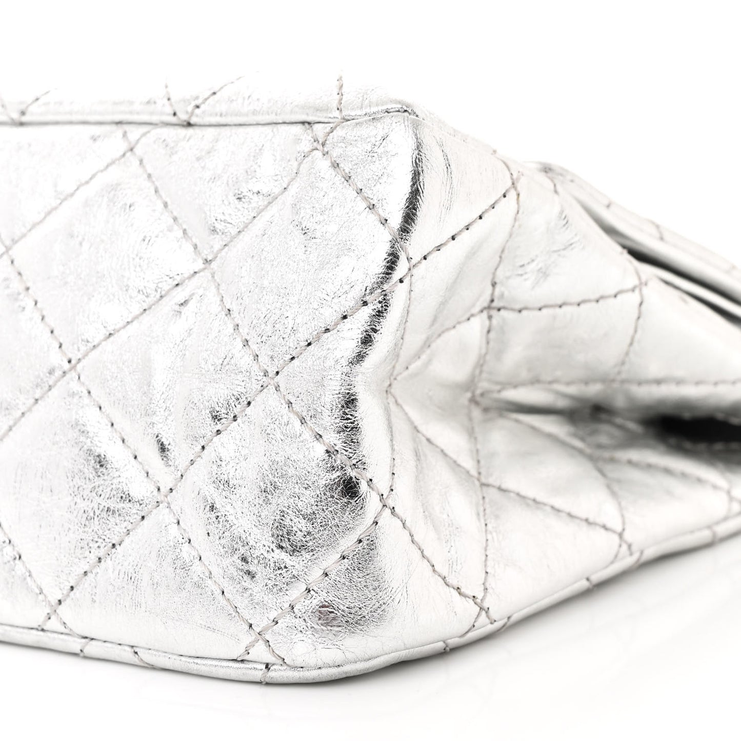 Metallic Aged Calfskin Quilted 2.55 Reissue 227 Flap Silver