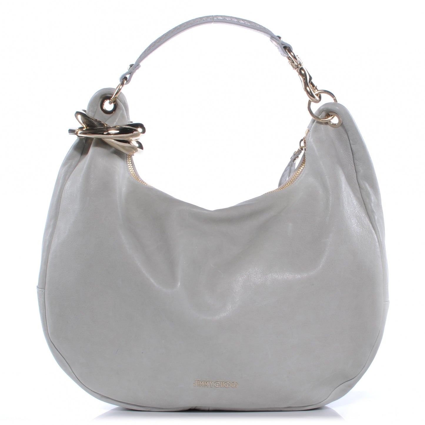 Leather L Solar Hobo Pearl Grey