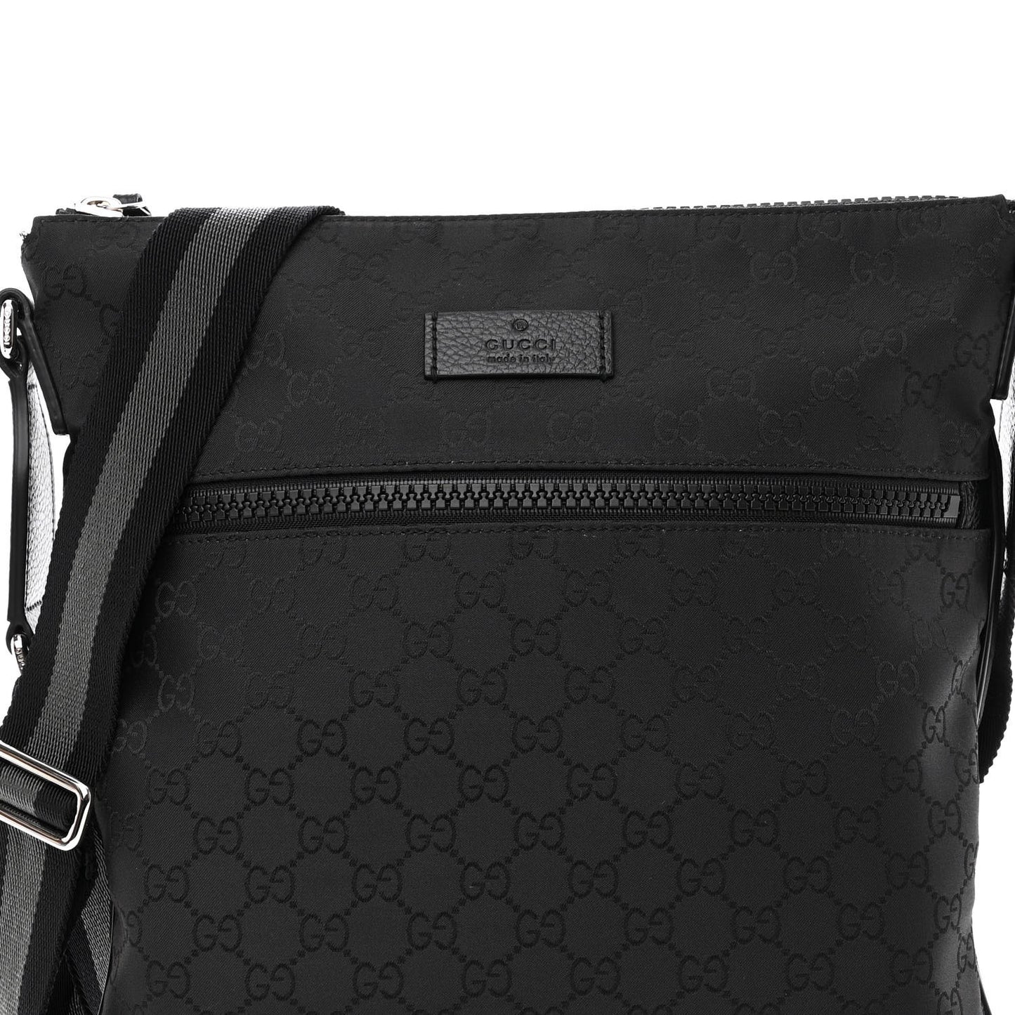 Nylon Monogram Medium Flat Messenger Bag Black