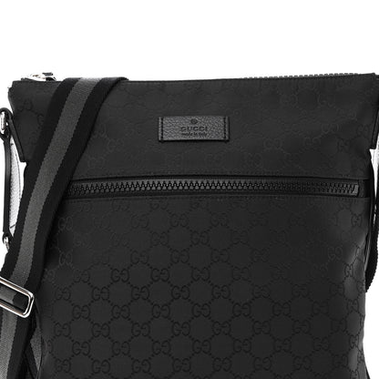 Gucci Nylon Monogram Medium Flat Messenger Bag Black 7 of 10