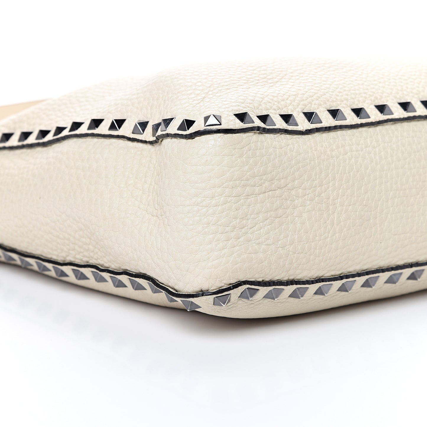 Pebbled Calfskin Small Rockstud Flip-Lock Messenger Bag Light Ivory