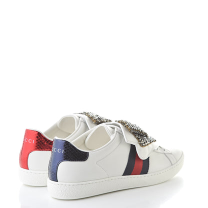 Gucci Calfskin Ayers Web Womens Ace Bow Lace Sneakers 36 White 4 of 11