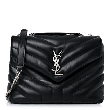 Saint Laurent Calfskin Y Quilted Monogram Small Loulou Chain Satchel Black 1 of 16