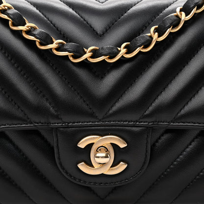 Chanel Lambskin Chevron Quilted Mini Rectangular Flap Black 8 of 11