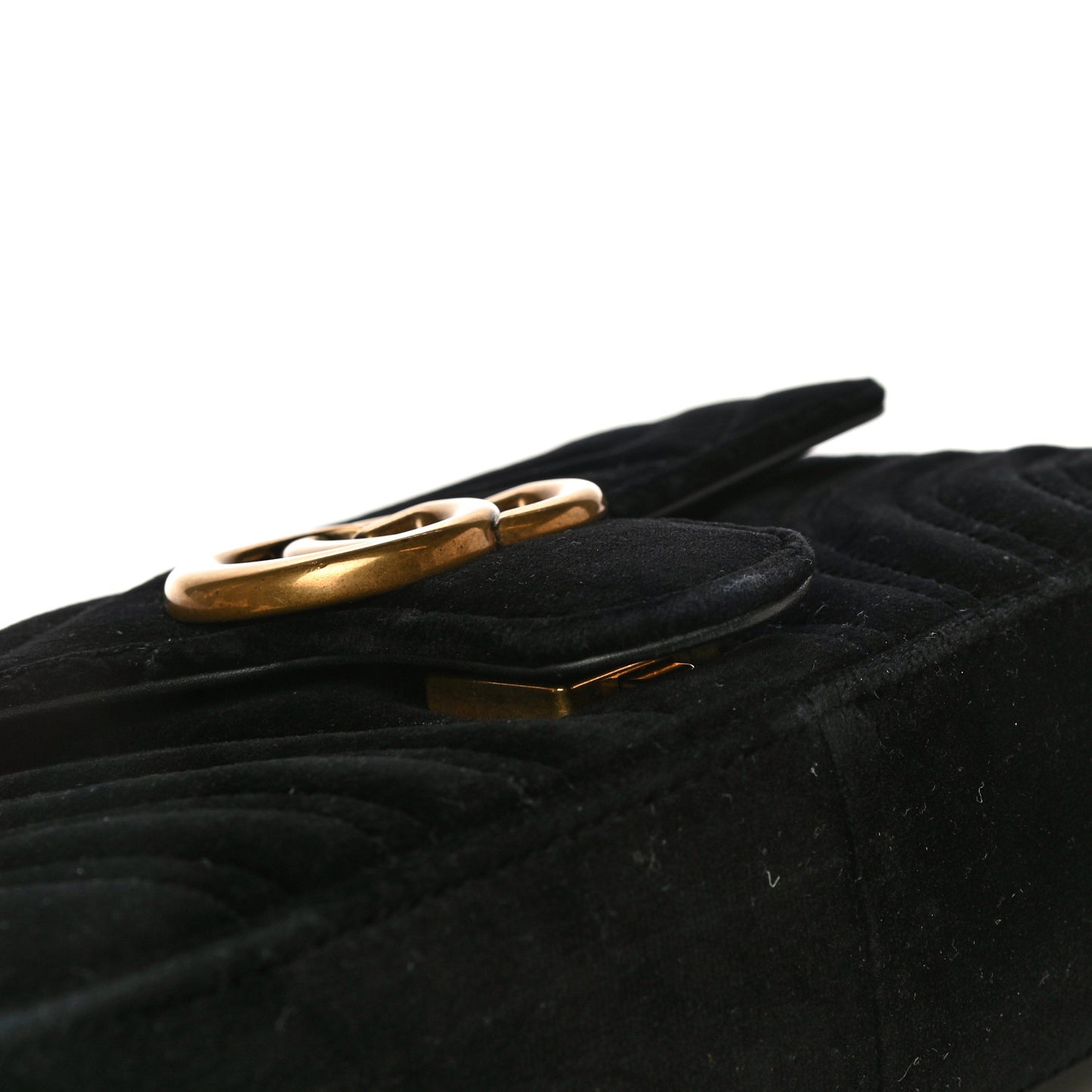 Velvet Matelasse Mini GG Marmont Shoulder Bag Black