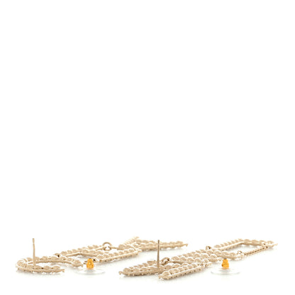 Chanel Crystal Cha-Nel Logo Drop Earrings Gold 4 of 5