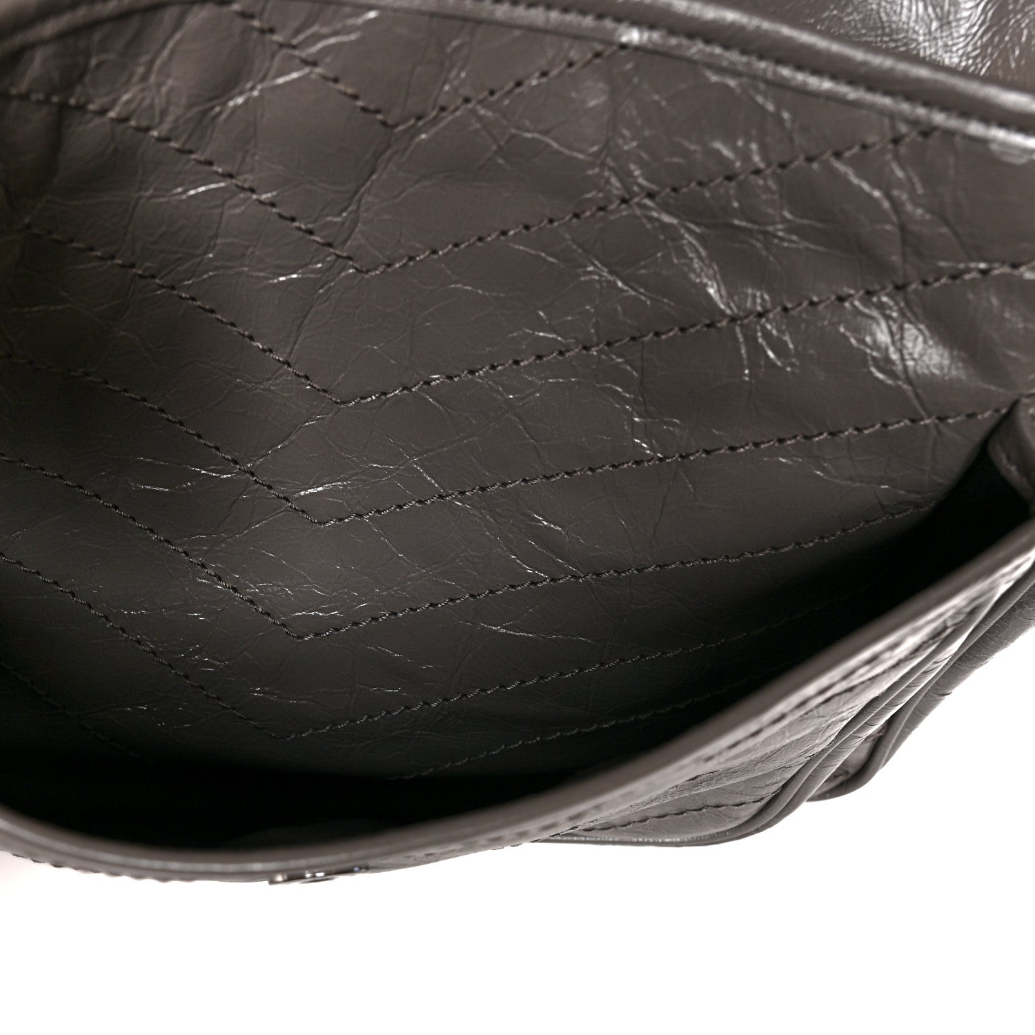 Saint Laurent Crinkled Calfskin Matelasse Monogram Large Niki Chain Satchel Fog 6 of 11