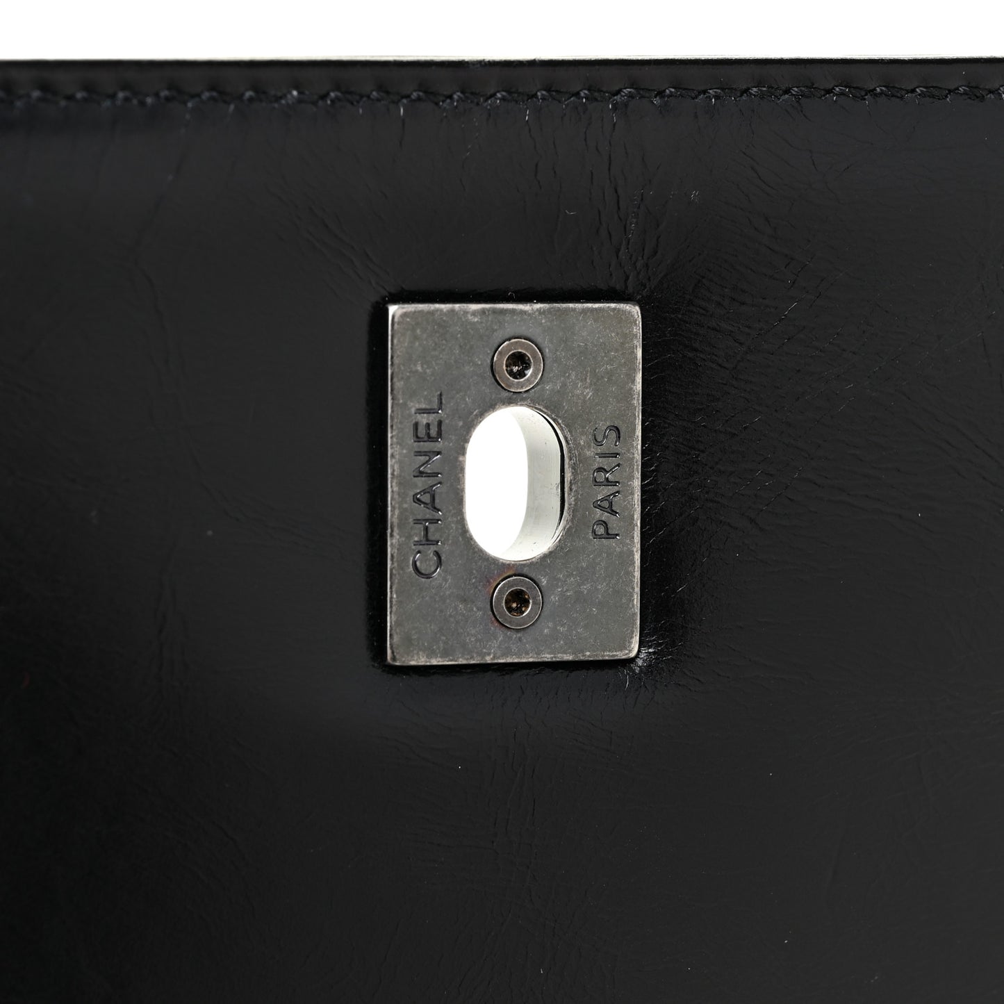 Glazed Calfskin Quilted Medium Korean Garden Flap Black