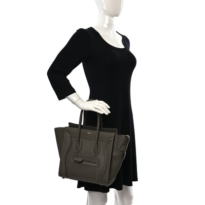 Celine Drummed Calfskin Micro Luggage Souris 2 of 10