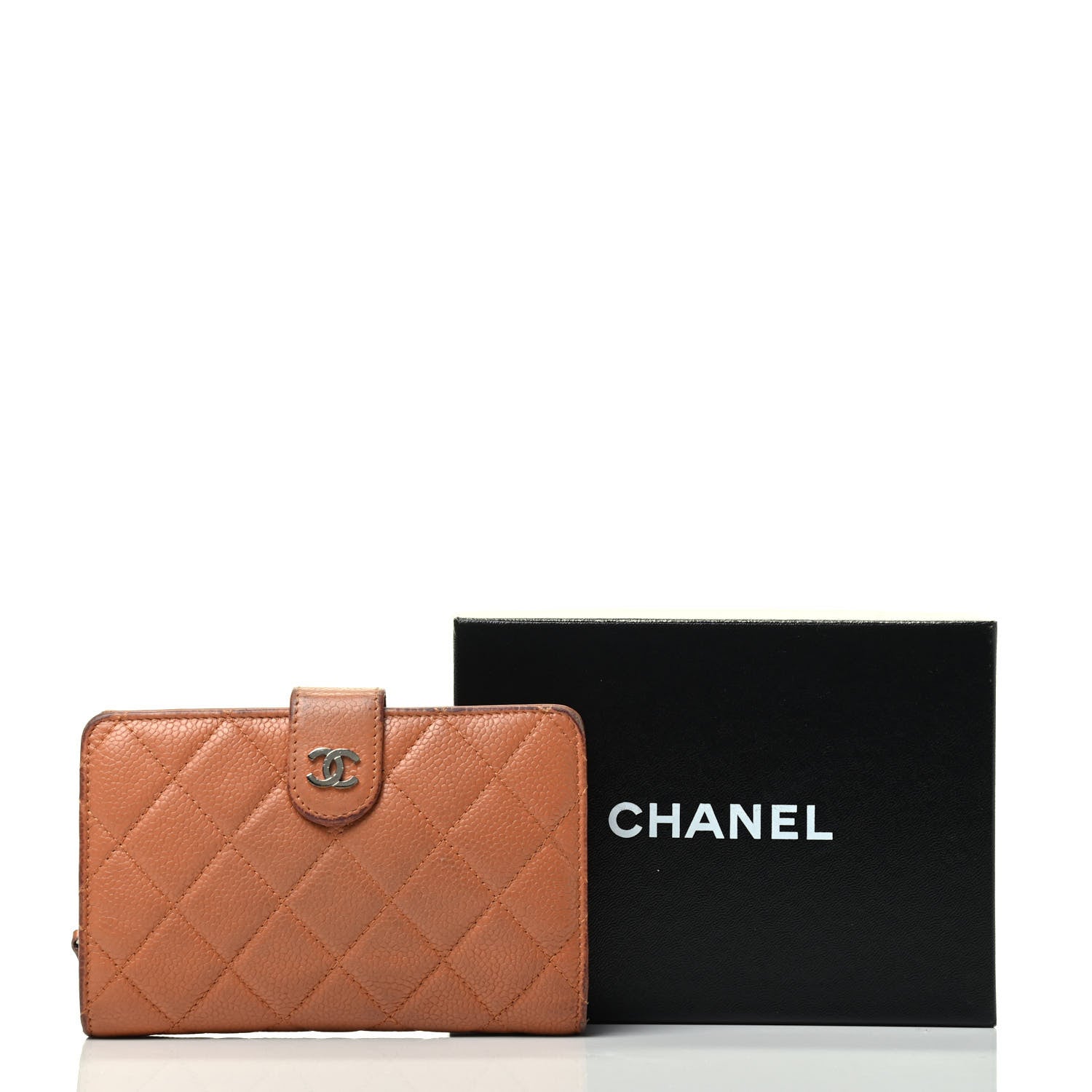 Chanel Caviar Quilted CC French Wallet Light Brown 4 of 4