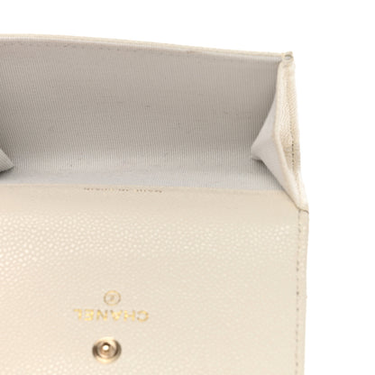 Chanel Caviar Quilted Chain CC Flap Card Holder White 5 of 9