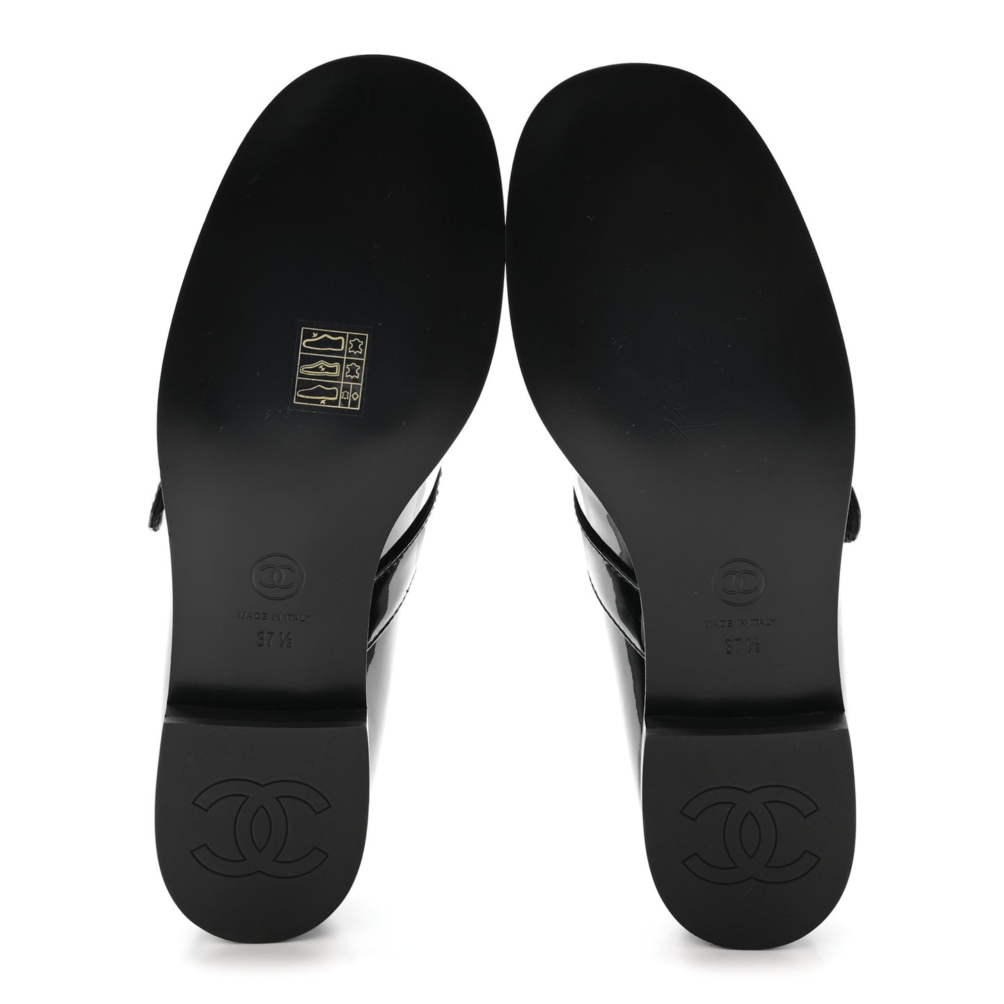Patent Calfskin Mary Janes Flats 37.5 Black