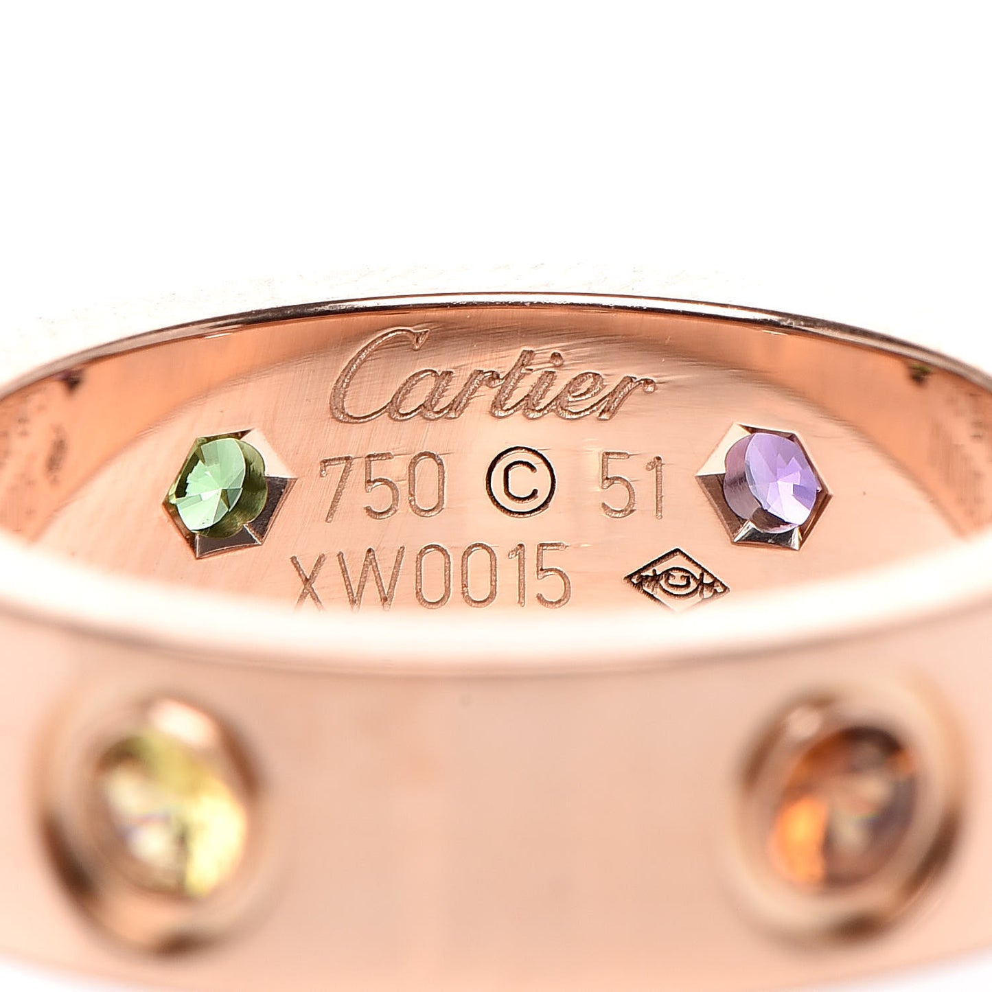 18K Pink Gold Sapphire Garnet Amethyst 5.5mm LOVE Ring 51 5.75