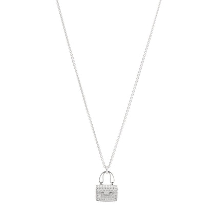 Hermes 18K White Gold Diamond Constance Amulettes Pendant Necklace 1 of 6