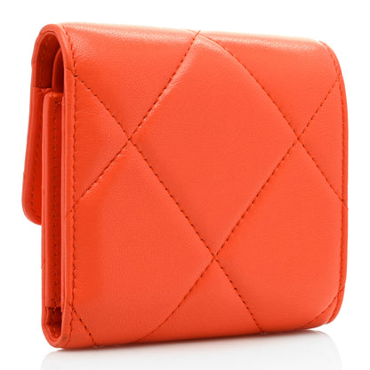 Chanel Goatskin Quilted Small Chanel 19 Flap Wallet Orange 3 of 8