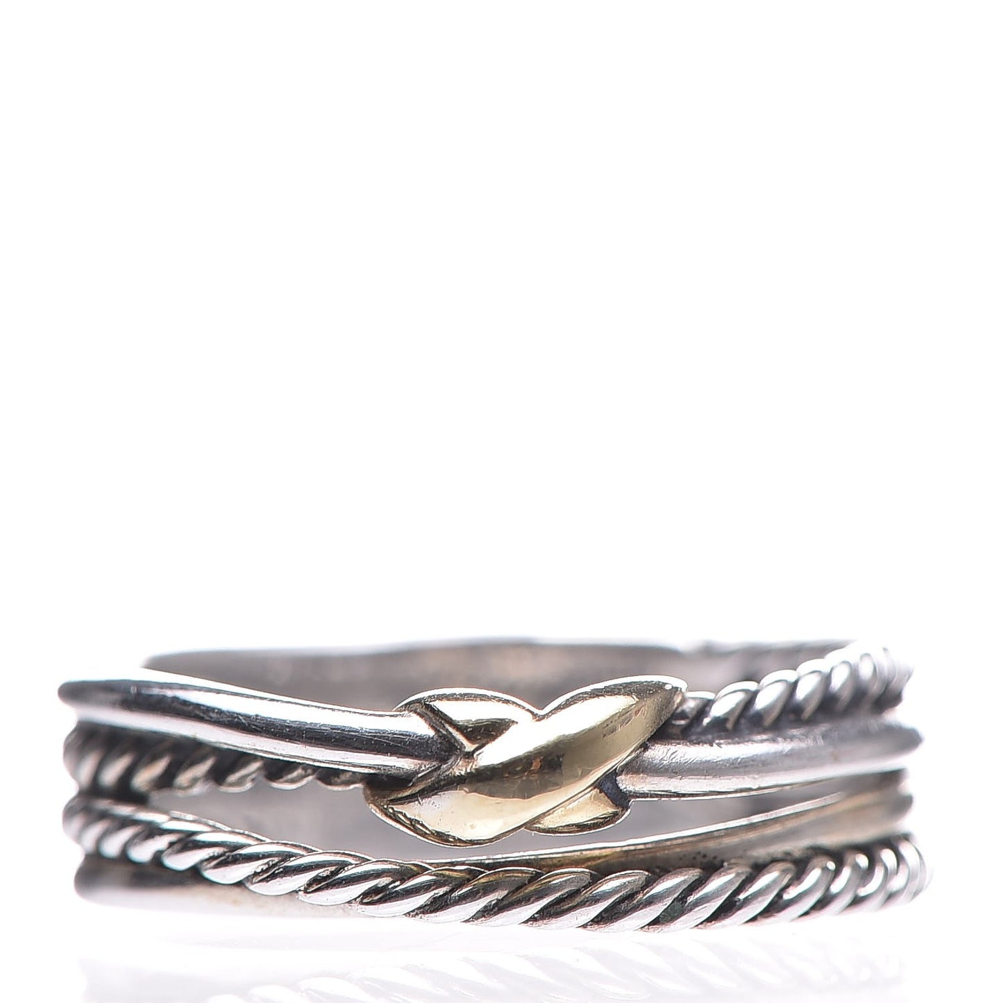 Sterling Silver 18K Yellow Gold 6mm X Crossover Ring 56.5 7.75