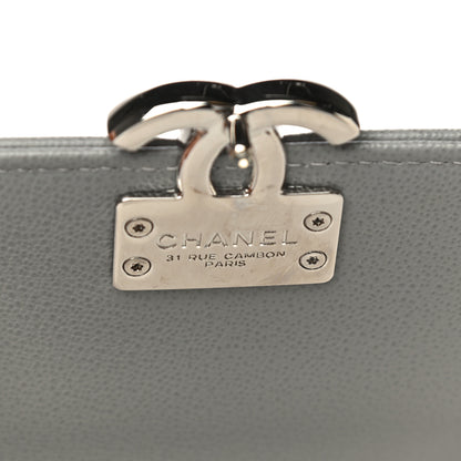 Chanel Grained Calfskin Quilted CC Box Clutch With Chain Grey 5 of 14