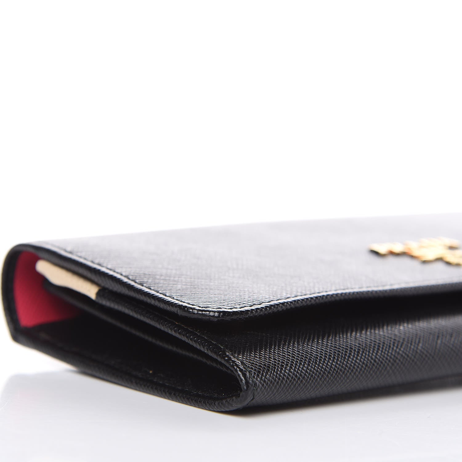 Prada Saffiano Colour Continental Flap Wallet Black 8 of 10