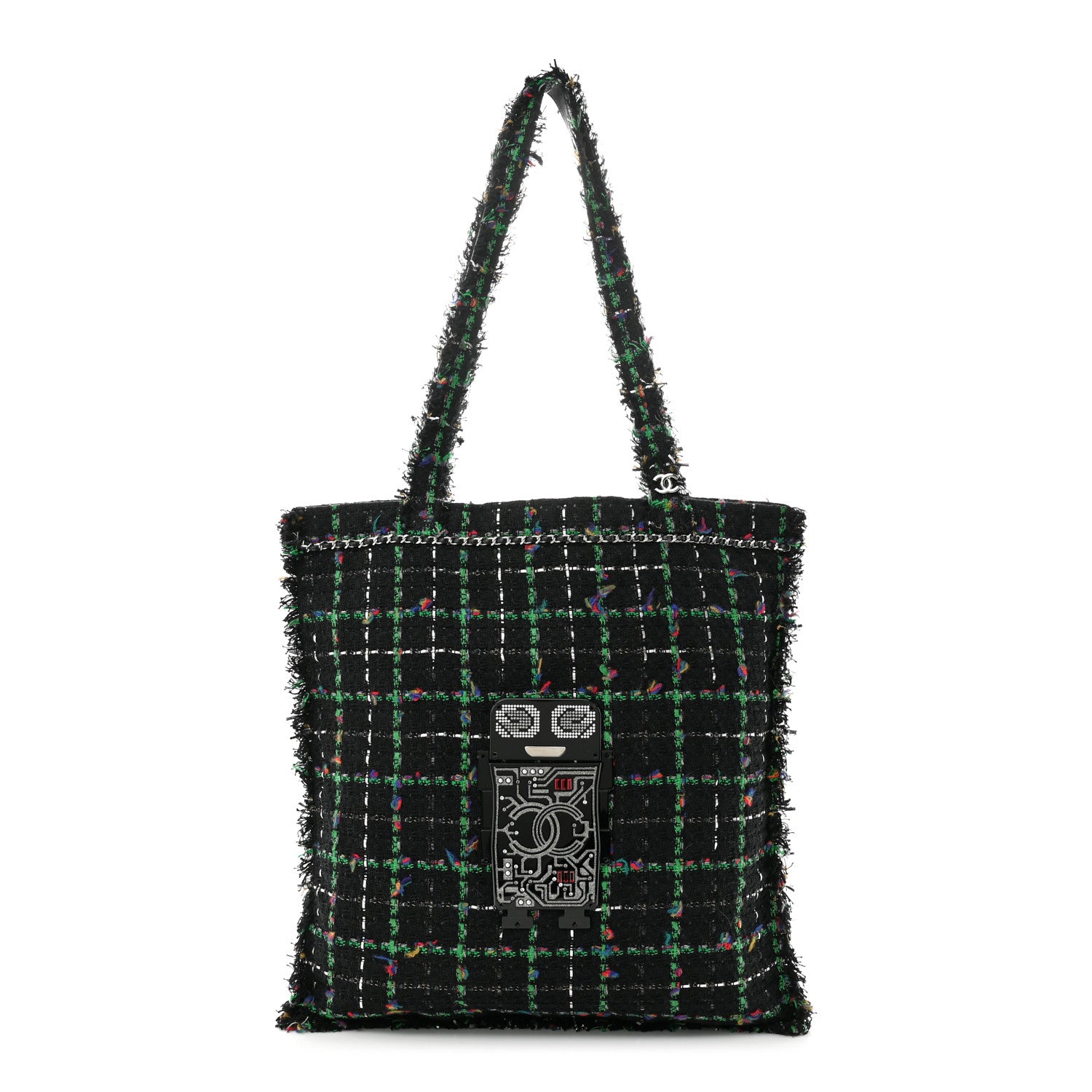 Chanel Tweed Large Robot Shopping Bag Black Multicolor 1 of 11