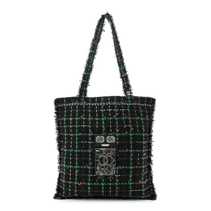 Chanel Tweed Large Robot Shopping Bag Black Multicolor 1 of 11