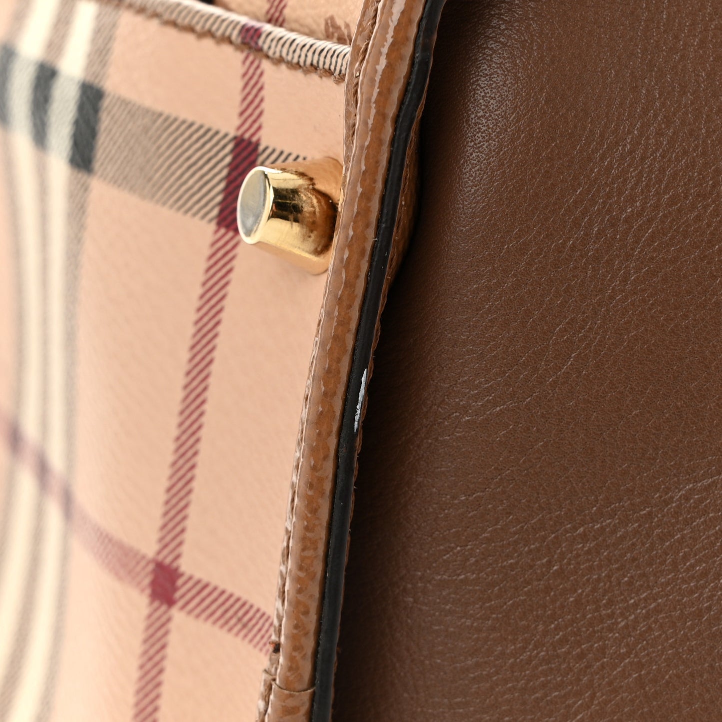 Patent Haymarket Check Small Dinton Tote Mid Camel