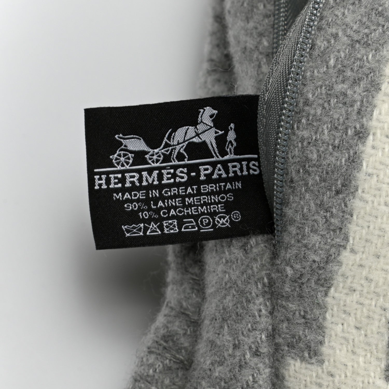 Hermes Wool Cashmere Avalon III Pillow PM Ecru Gris Clair 3 of 3