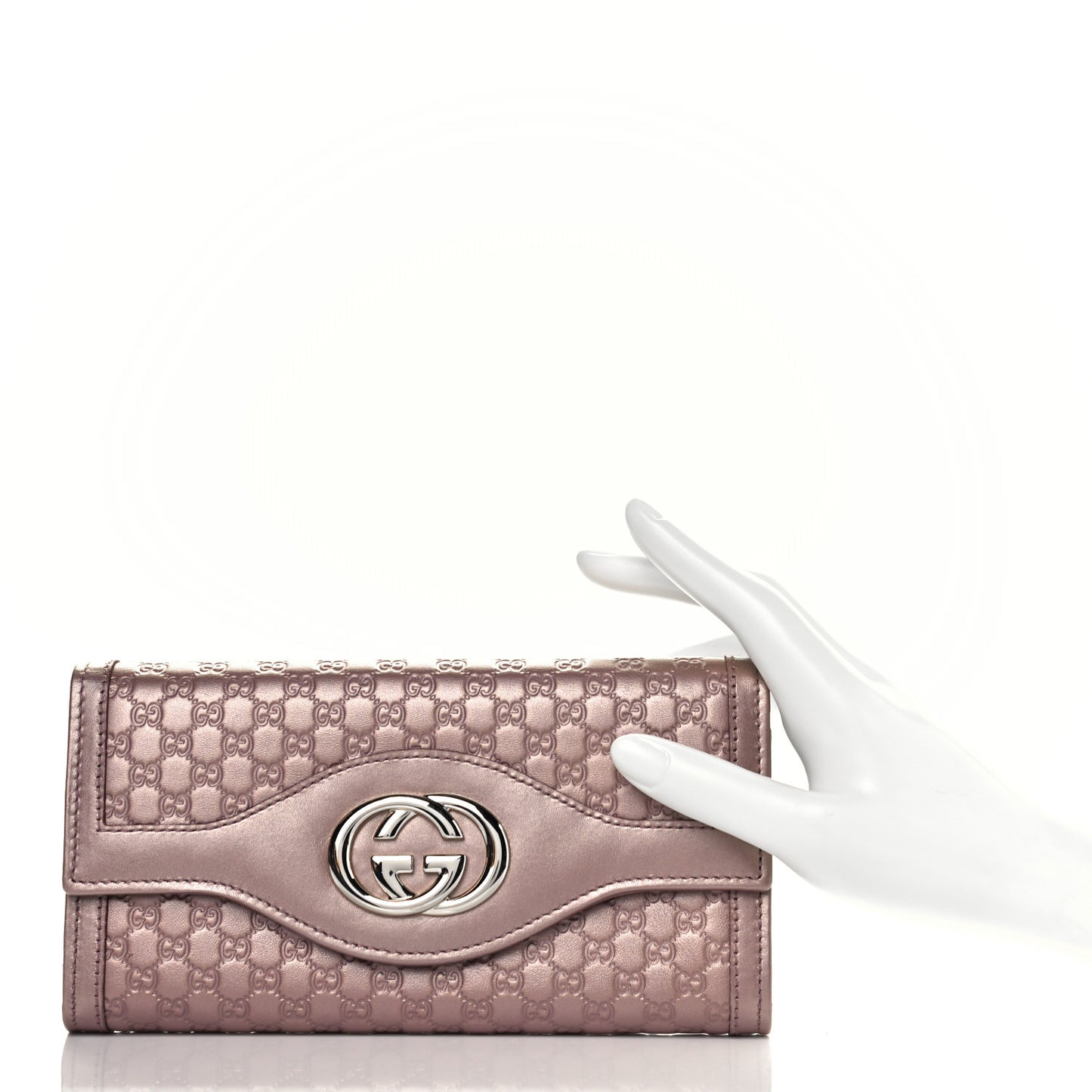 Metallic Soft Microguccissima Sukey Continental Wallet Dark Cipria