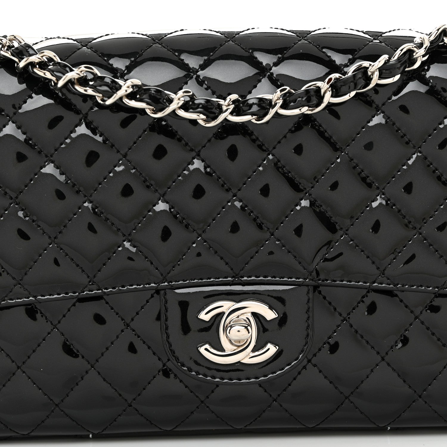 Chanel Patent Quilted Secret Label Medium Flap Black 8 of 11