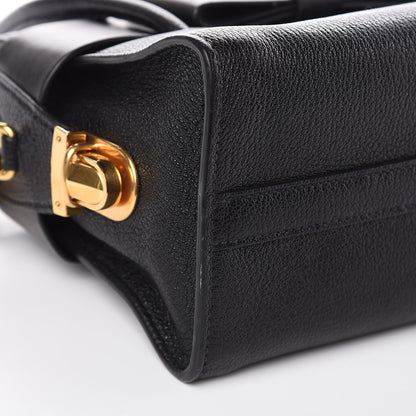 Miu Miu Goatskin Madras Fiocco Bow Top Handle Tote Black 7 of 10