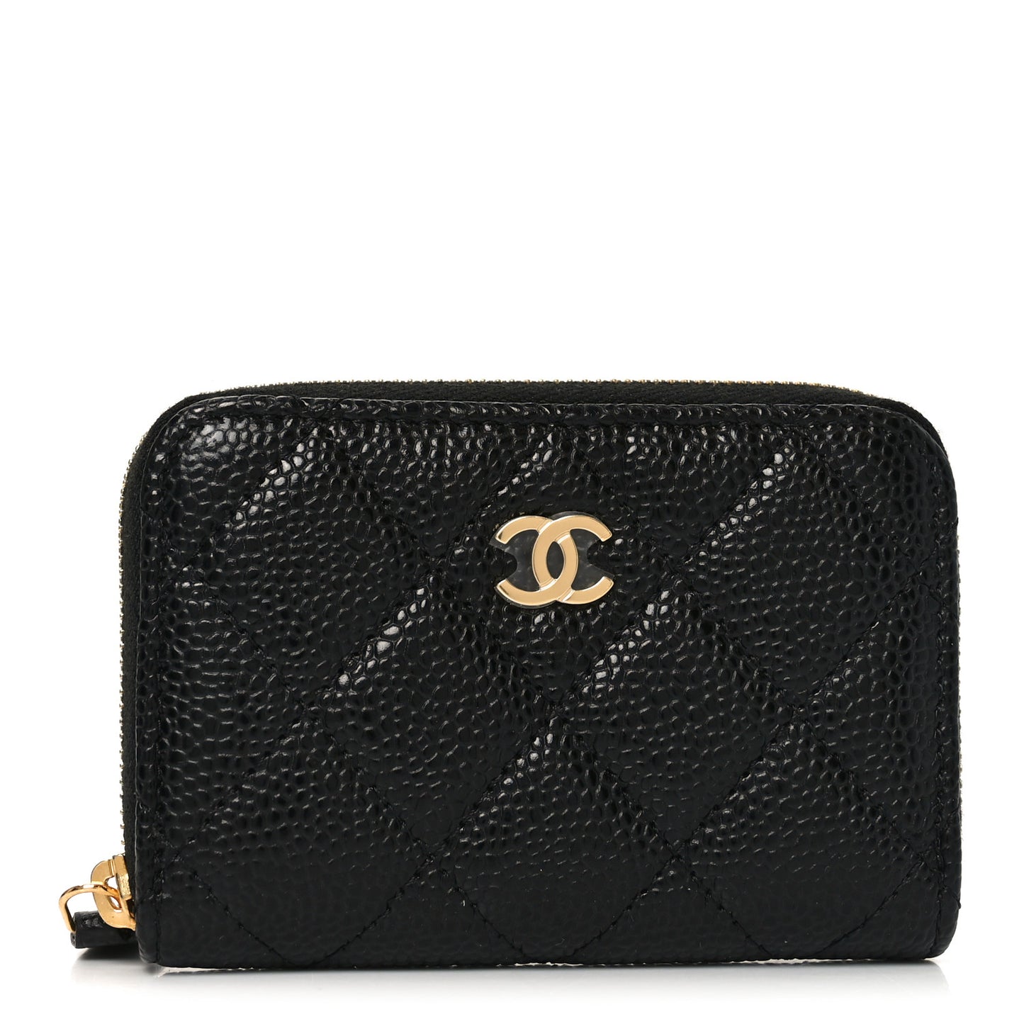 Caviar Quilted Zip Coin Purse Black