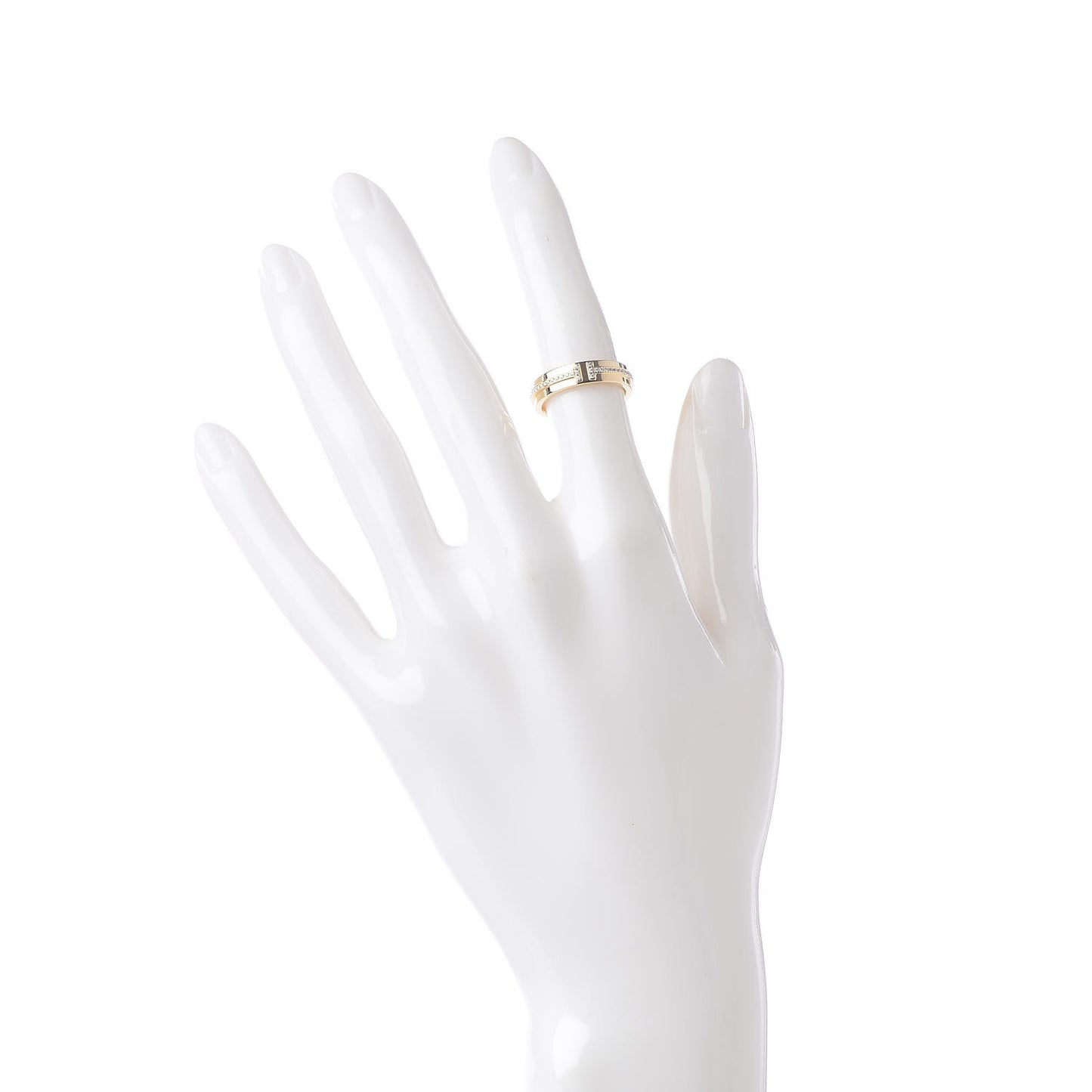18K Yellow Gold Diamond Narrow T Two Ring 48 4.5