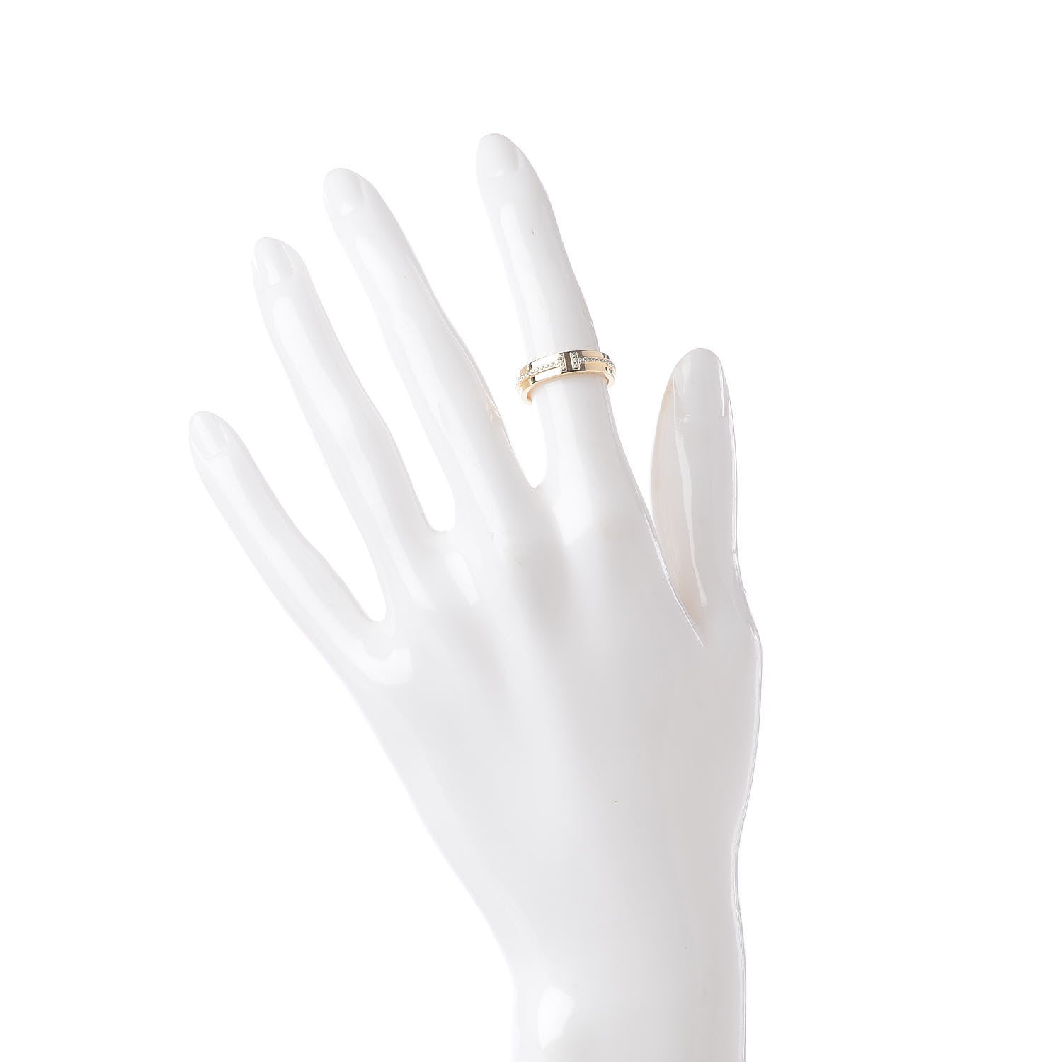 Tiffany 18K Yellow Gold Diamond Narrow T Two Ring 48 4.5 2 of 4