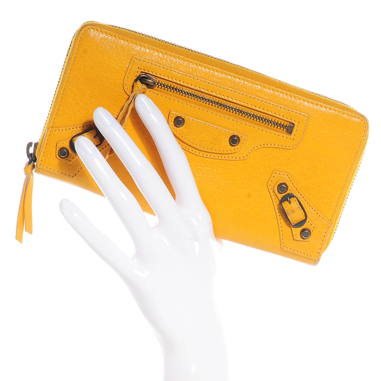 Agneau Classic Hardware Continental Zip Around Wallet Mangue