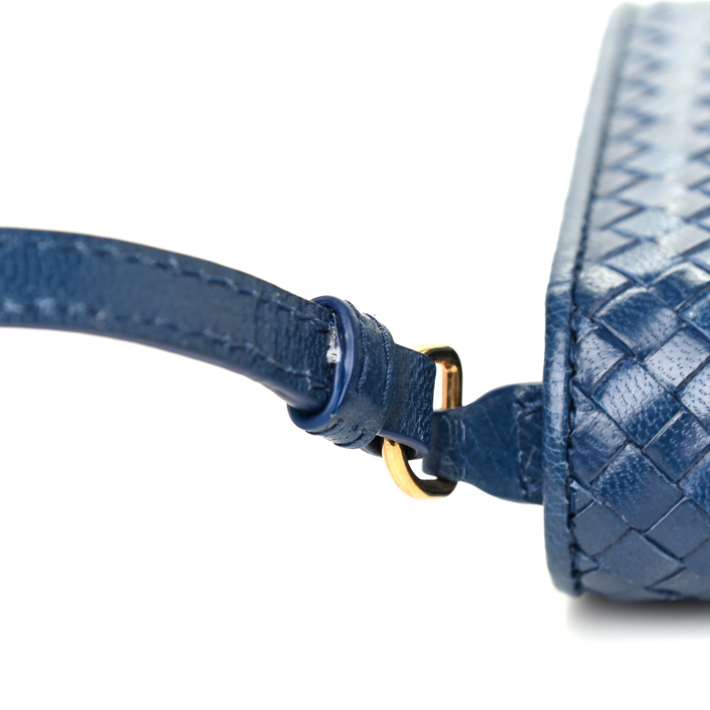 Goatskin Woven Chain Wallet Blue