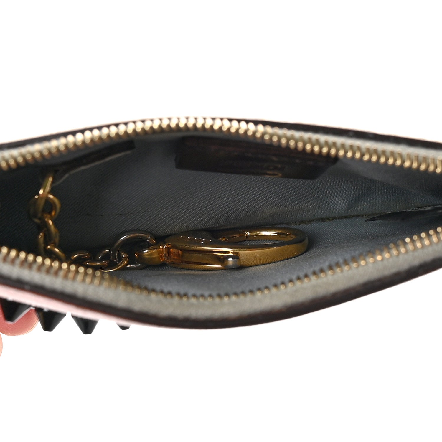 Fendi Vitello Elite Monster Eyes Studded Coin Pouch Key Case Ghiaccio Black Multicolor 5 of 6