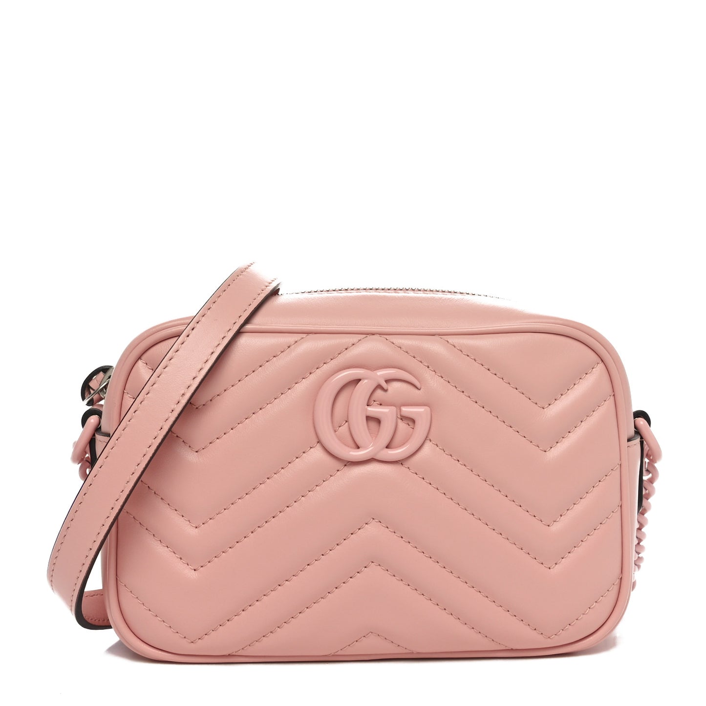 Calfskin Matelasse Monochrome Mini GG Marmont Chain Shoulder Bag Perfect Pink