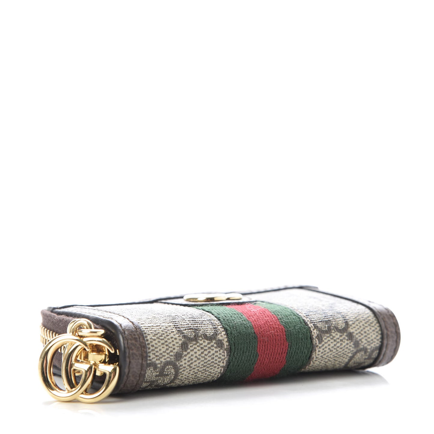 GG Supreme Monogram Web Ophidia Zip Around Key Case Beige New Acero