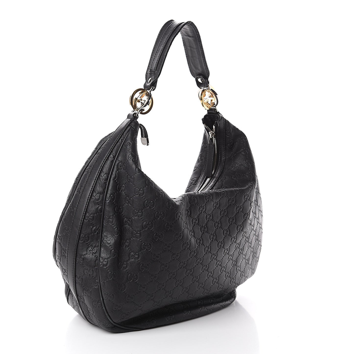 Guccissima Large GG Twins Hobo Black