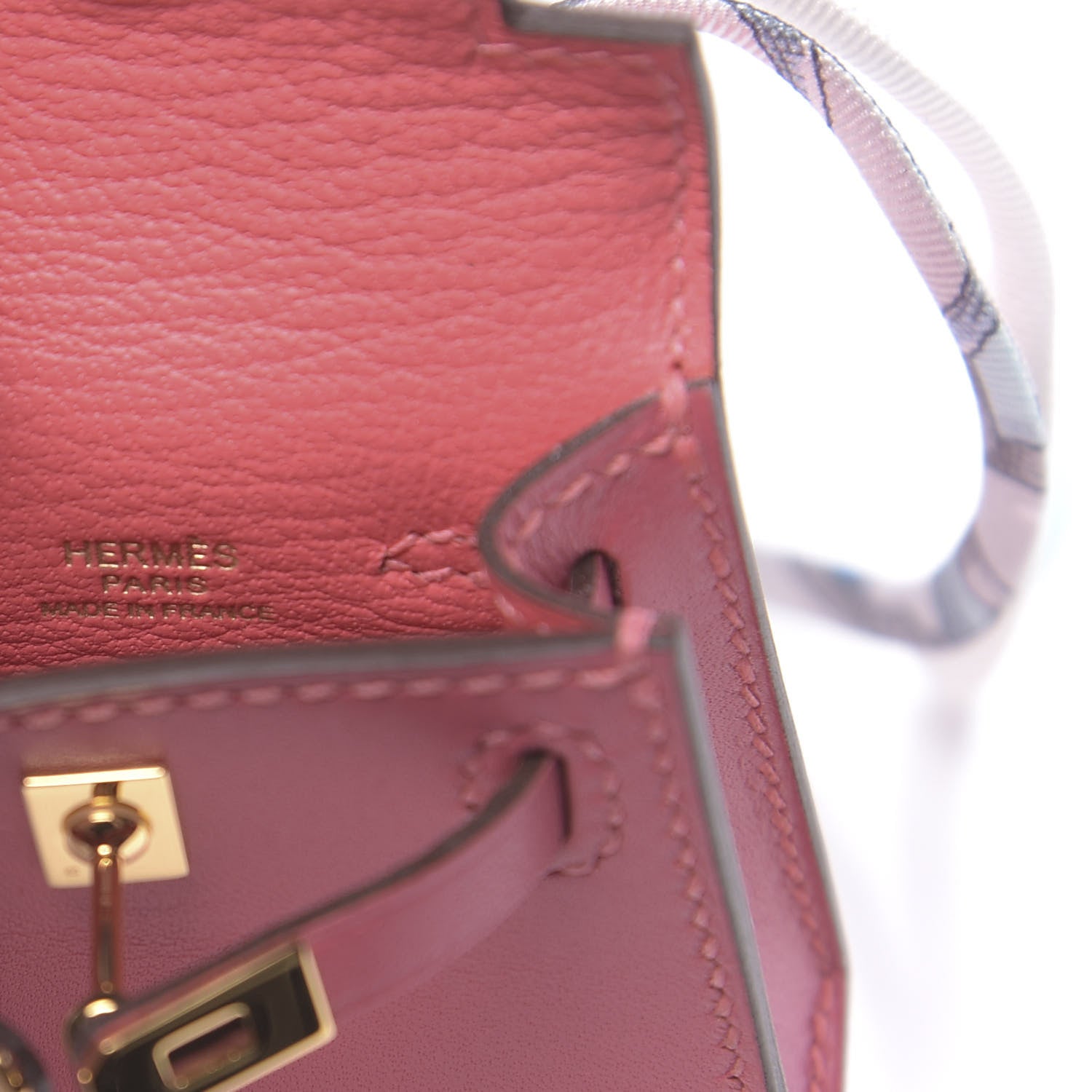 Hermes Tadelakt Mini Kelly Twilly Bag Charm Rose Lipstick 4 of 7