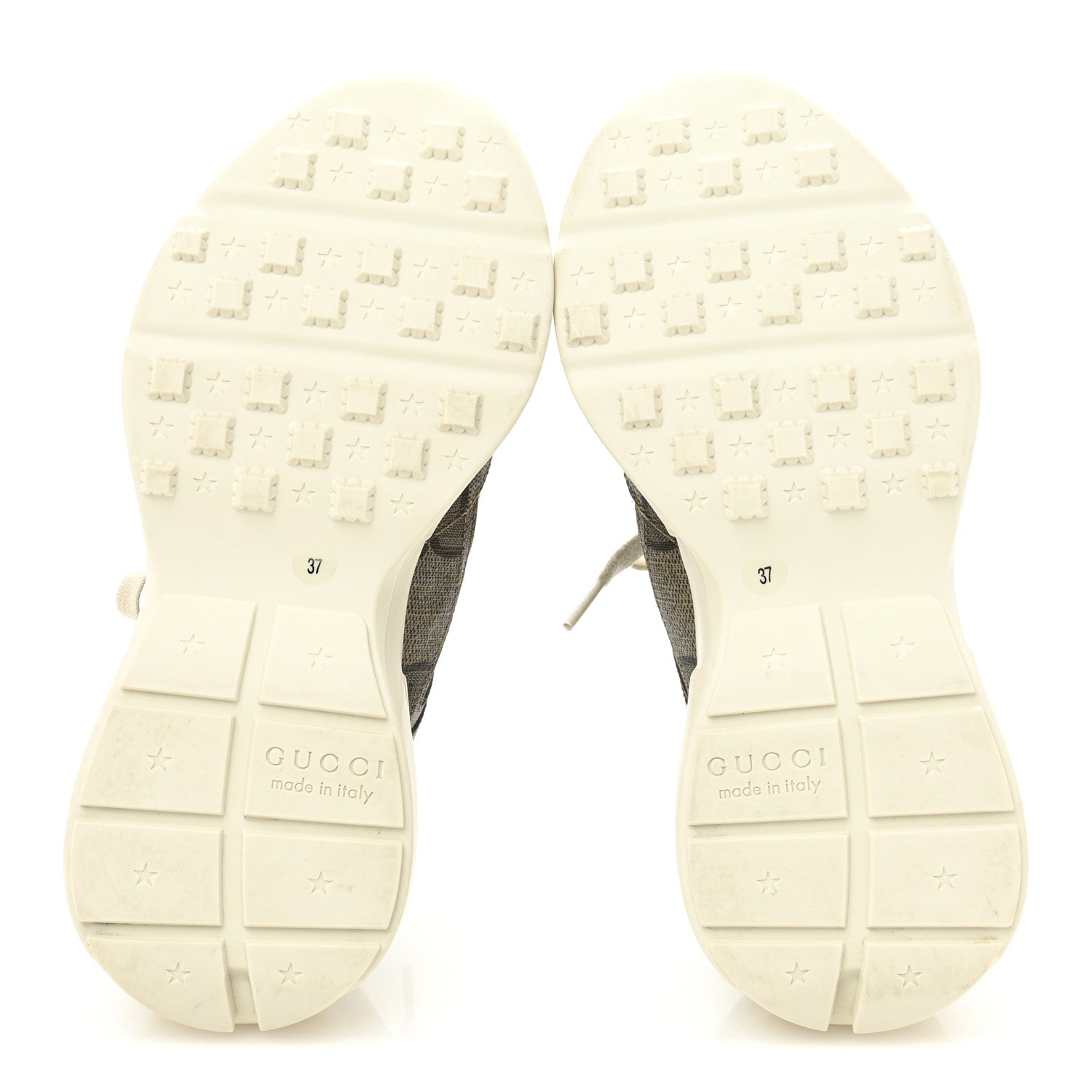 Gucci Maxi GG Supreme Monogram Gucci 100 Womens Rhyton Sneakers 37 Beige Ebony 6 of 10
