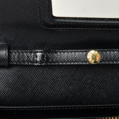 Prada Saffiano Metal Flap Wallet With Strap Black 12 of 15