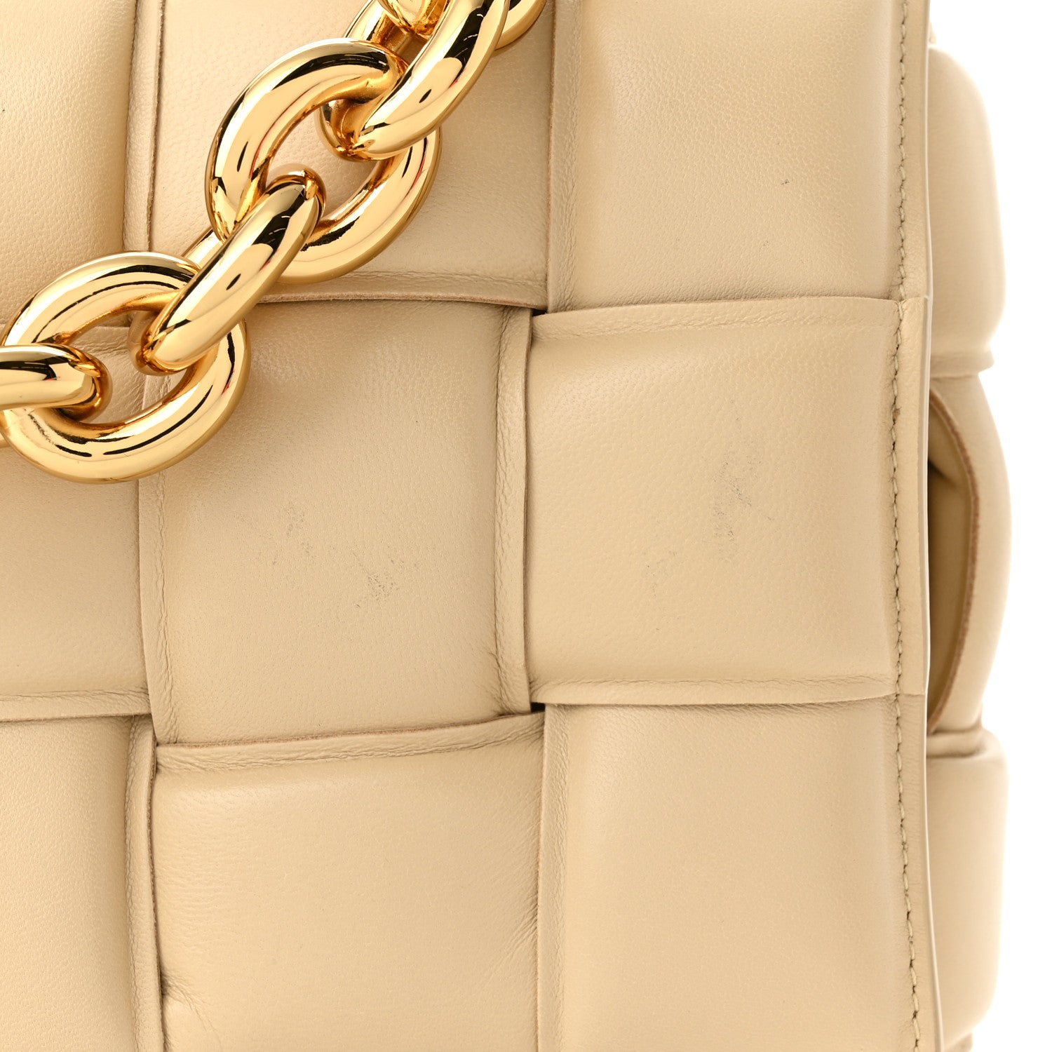 Bottega Veneta Lambskin Maxi Intreccio Padded Chain Cassette Crossbody Bag Porridge 11 of 11