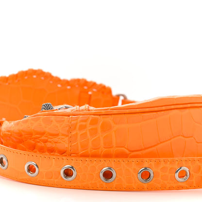 Balenciaga Extra Supple Calfskin Crocodile Embossed Le Cagole Shoulder Bag XS Pop Orange 9 of 10