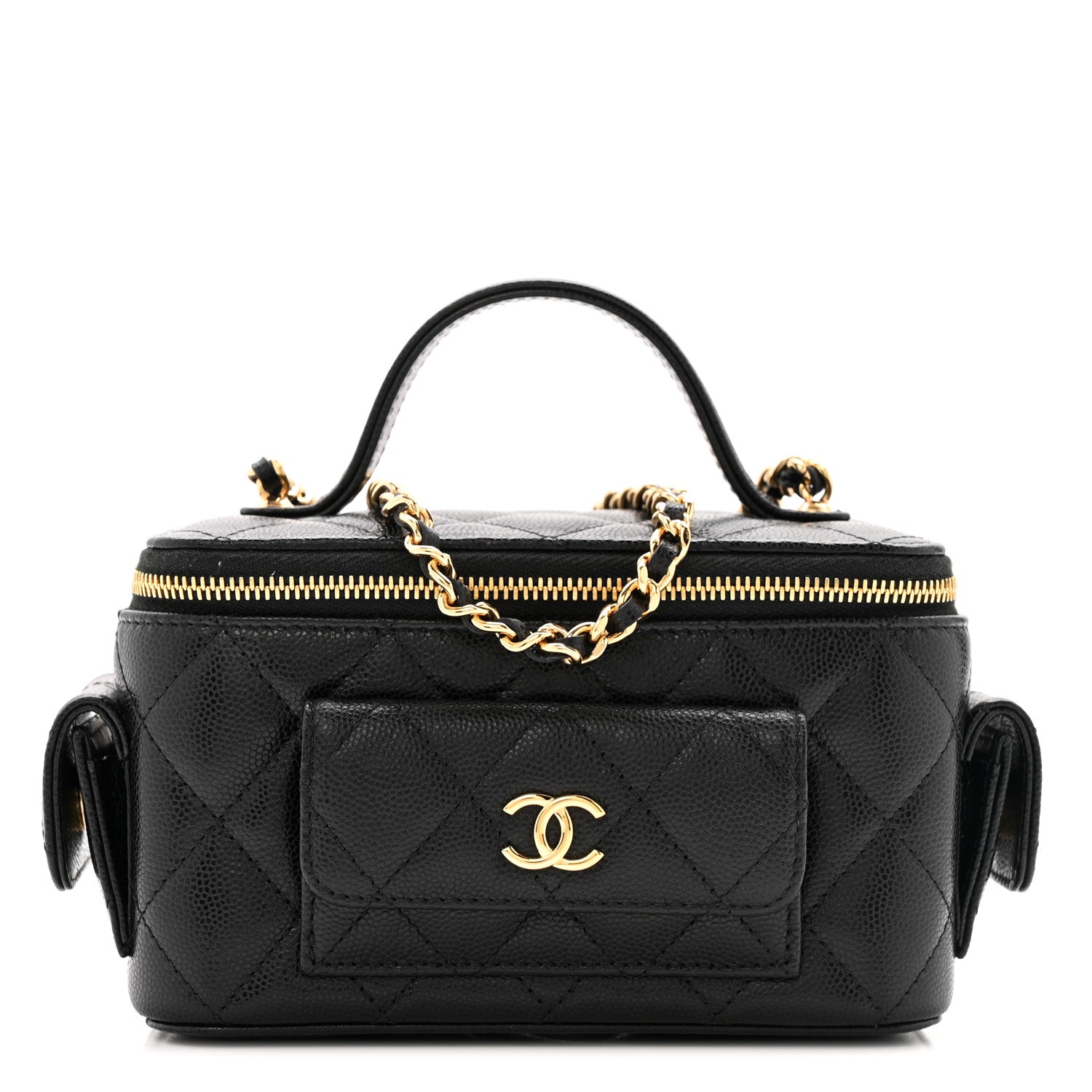 Chanel Caviar Quilted Polly Pocket East West Top Vanity With Chain Black 1 of 13