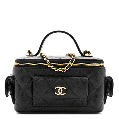 Chanel Caviar Quilted Polly Pocket East West Top Vanity With Chain Black 1 of 13