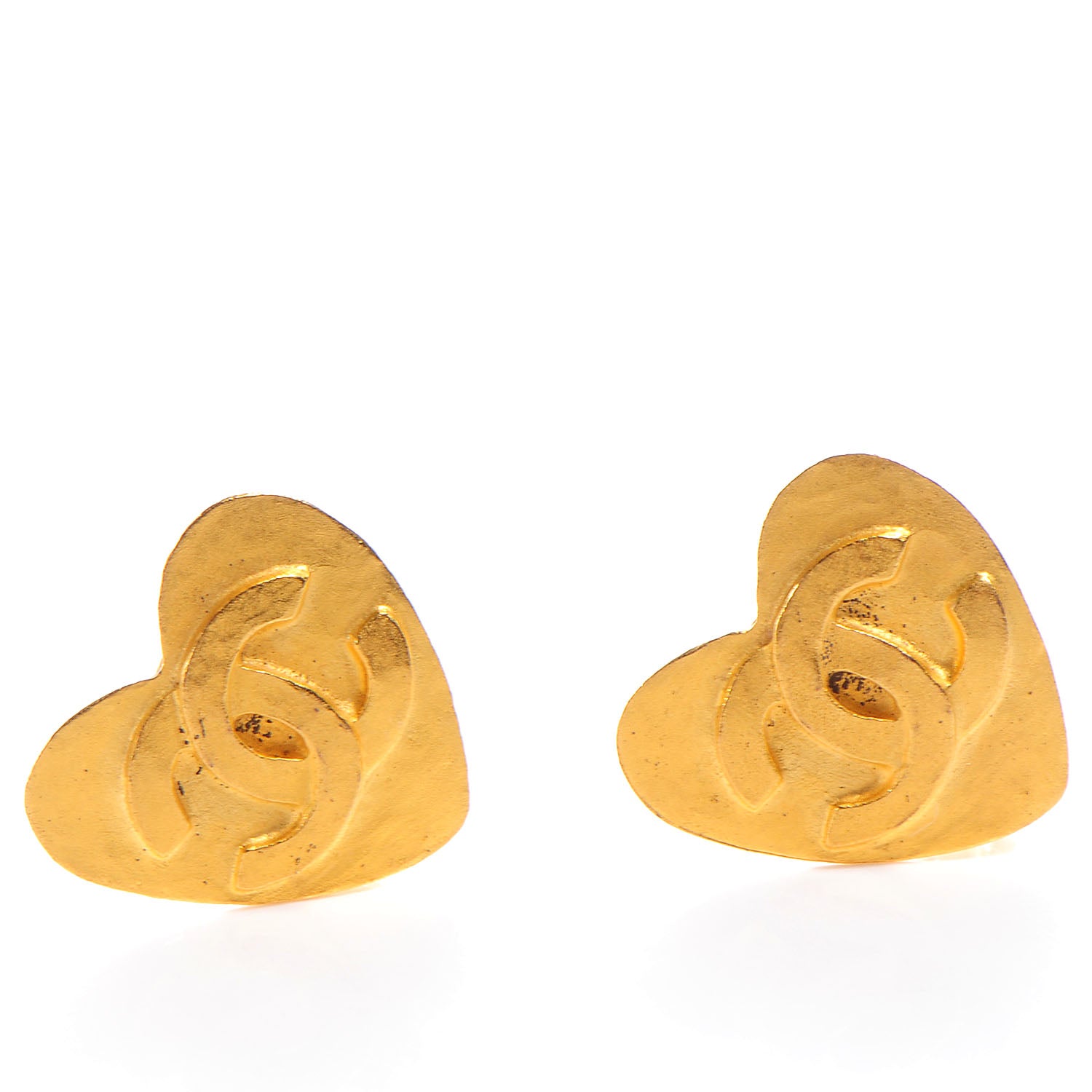 Chanel CC Heart Clip On Earrings Gold 1 of 4