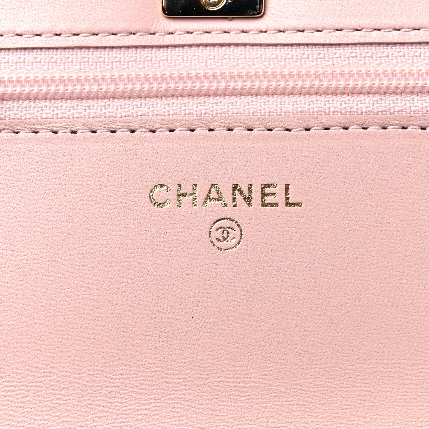 Lambskin Quilted Trendy Chain CC Wallet On Chain WOC Light Pink